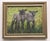 An oil painting of two black faced Suffolk lambs portrait in earth tones, dark brown and beige, and painted in a textured...