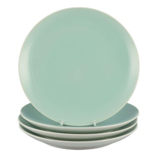 Mid-20th Century Aluminia Confetti Plates in Mint Green Glazed Earthenware, Set of 4 For Sale