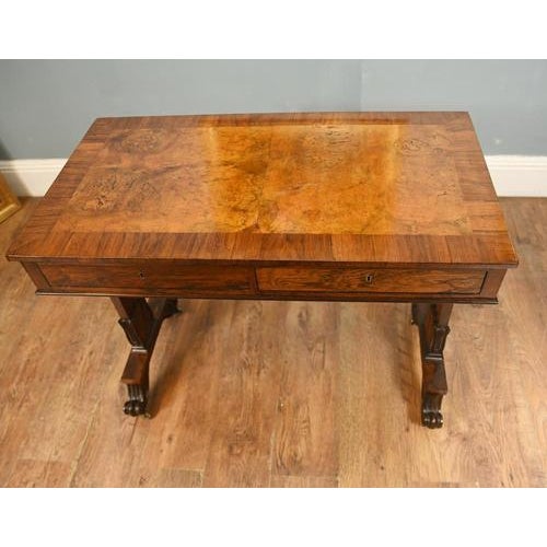 Regency Writing Table in Walnut, 1820 For Sale - Image 6 of 12