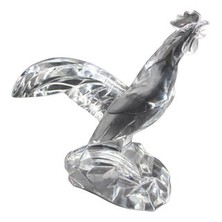 Large Art Deco Crystal Cockerel by Georges Chevalier for Baccarat For Sale