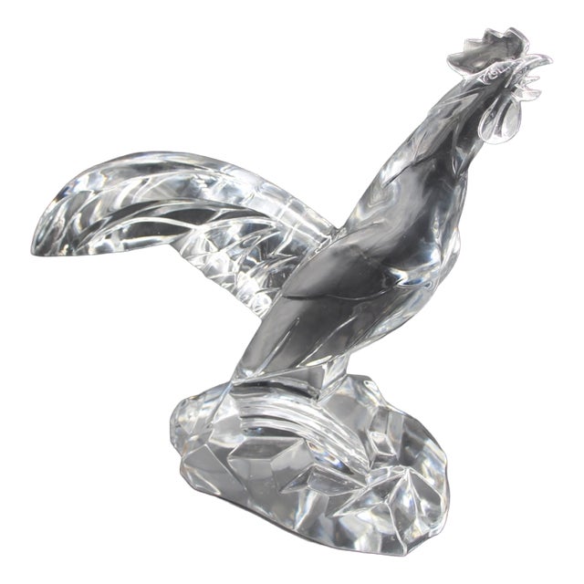 Large Art Deco Crystal Cockerel by Georges Chevalier for Baccarat For Sale