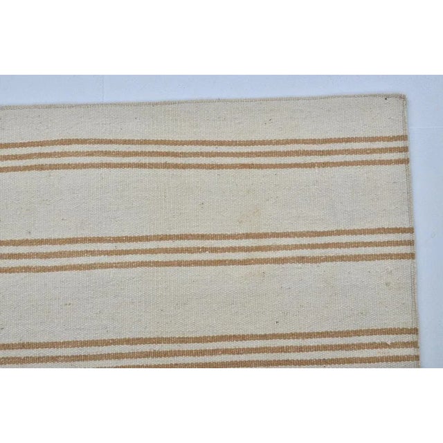 Beige Beige and Copper Color Striped Kilim Runner Rug For Sale - Image 8 of 11