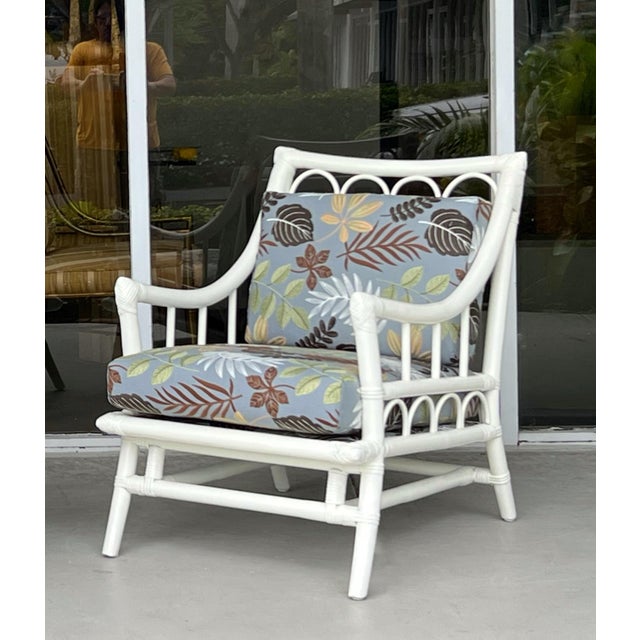 Mid-Century Modern Mid 20th Century Willow and Reed Mid Century Rattan Lounge Chair With Ottoman For Sale - Image 3 of 9