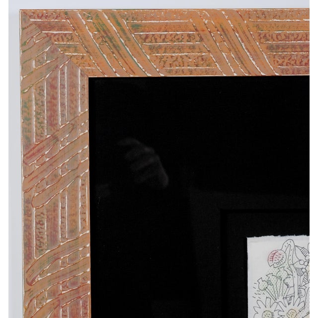 2010s 2010 Framed Original Drawing Jiang Tiefeng "Connected Souls" One of a Kind Wood Framed Original Drawing on Paper For Sale - Image 5 of 6
