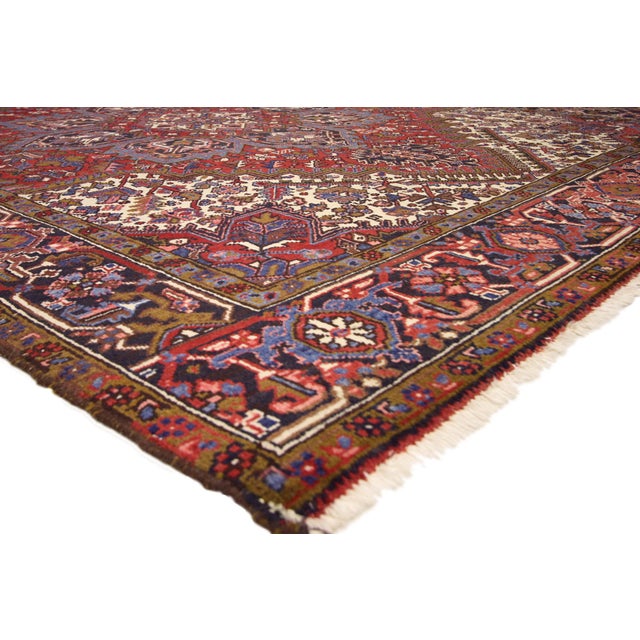 Mid-Century Modern Vintage Persian Heriz Rug - 06'08 X 08'05 For Sale - Image 3 of 7