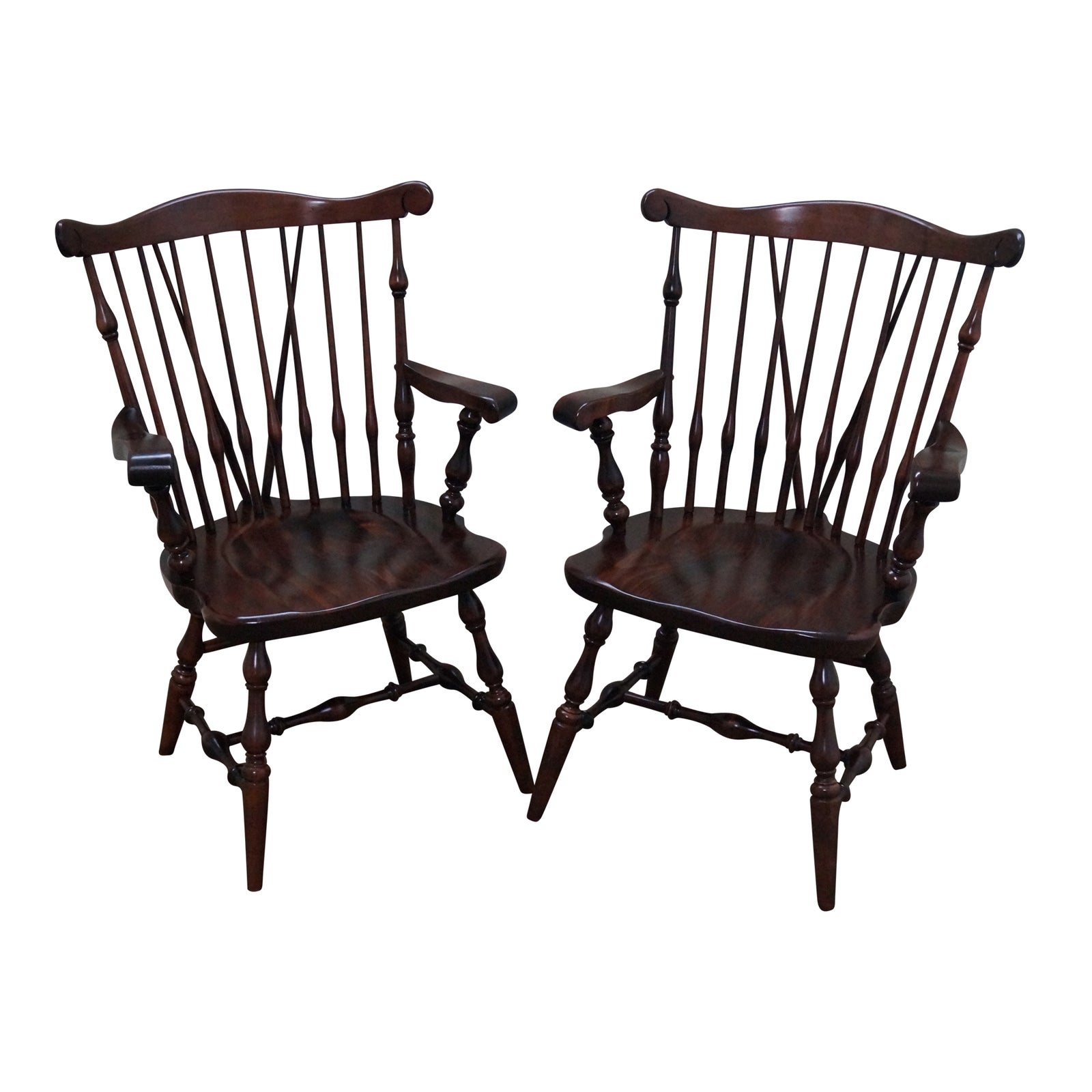 Ethan Allen Pine Duxbury Windsor Arm Chairs Pair Chairish