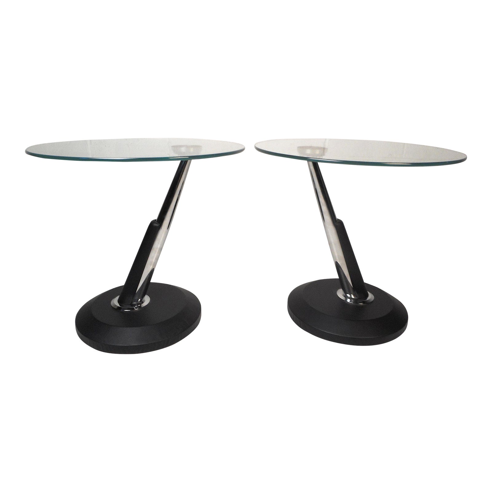 Contemporary Modern Glass End Tables a Pair Chairish