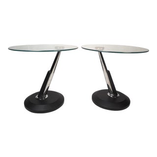 Contemporary Modern Glass End Tables - a Pair For Sale