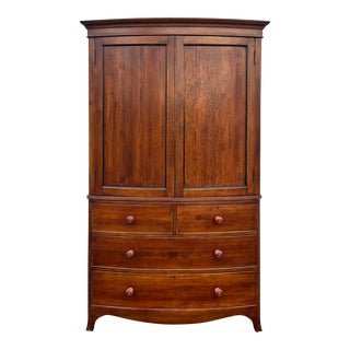 English Regency Bowfront Linen Press Armoire For Sale