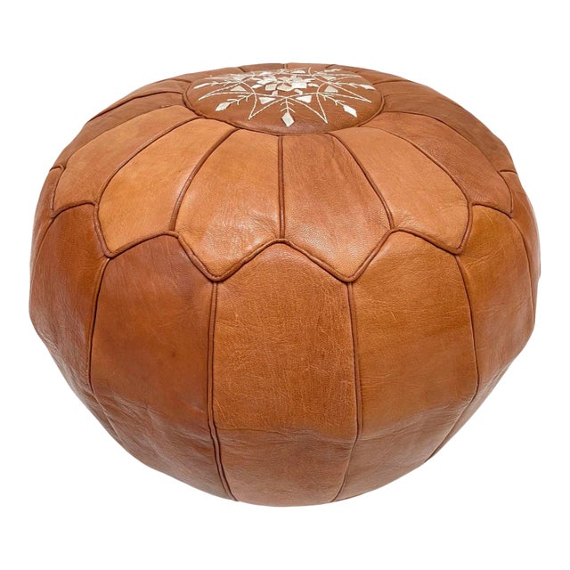 Contemporary Moroccan Leather Pouf Moroccan Pouf Leather Ottoman For Sale