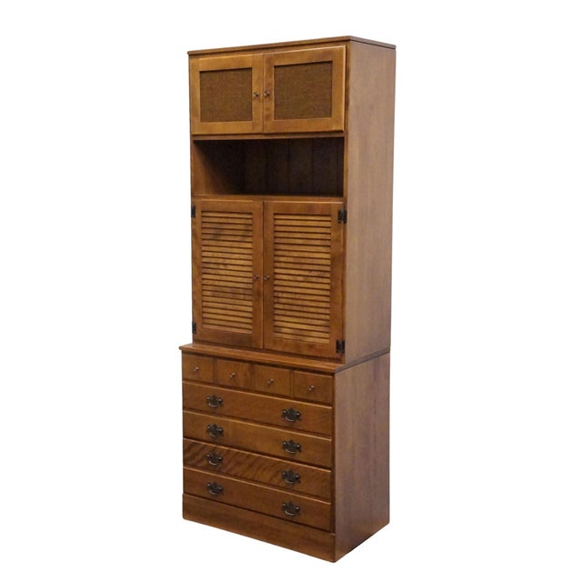 Mid-Century Modern Ethan Allen Rare Heirloom Nutmeg Maple CRP Custom Room Plan 30" Shutter Door Radio Cabinet W. HiFi Turntable 10-4510p / 10-4039 For Sale - Image 3 of 18