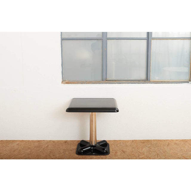 Bistro Table with Black Lacquered Fiberglass Top and Chrome-Plated Metal Base by Joe Colombo for Zanotta, 1970s For Sale - Image 11 of 14