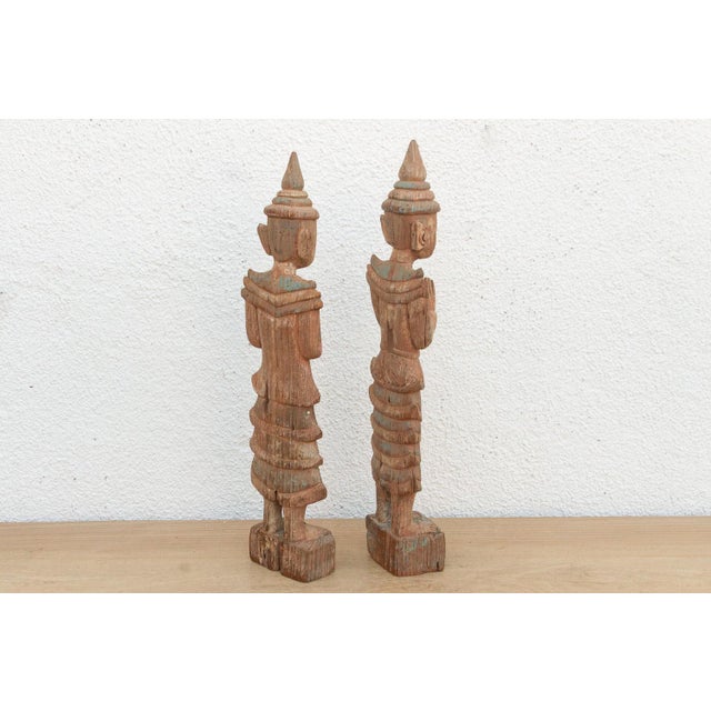 Pair of Antique Painted Wood Folk Figures For Sale - Image 4 of 10