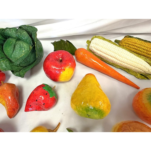 Mid 20th Century Vintage Realistic Hand Crafted Papier Mâché Fruits and Vegetables- Set of 25 For Sale - Image 5 of 18