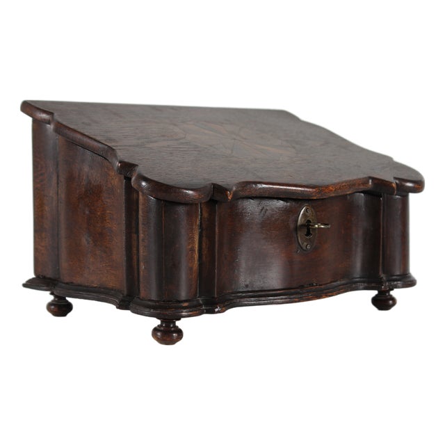 Antique Mid 19th Century Scandinavian Baroque Oak Sewing Box For Sale
