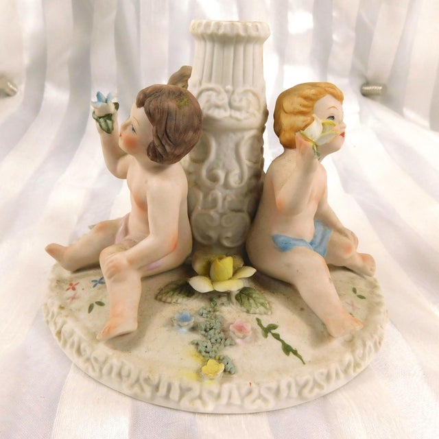 Dresden Carl Thieme Candle Holder Wiuth Babies and Flowers For Sale - Image 4 of 8