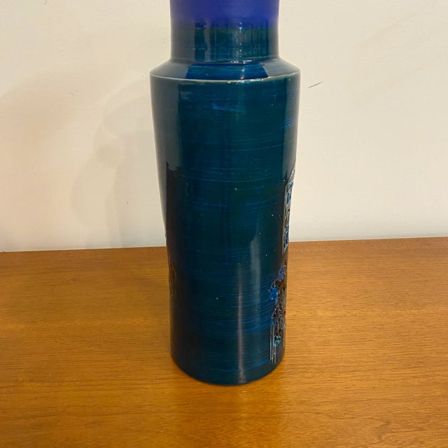 Blue 1960s Mid-Century Modern Italian Ceramic Vase For Sale - Image 8 of 11
