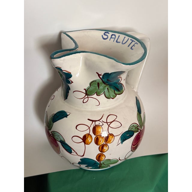 Ceramic 1940's Italian Vintage Hand Painted "Made in Italy Prince Macaroni Spaghetti" Lowell Mass Pitcher For Sale - Image 7 of 16