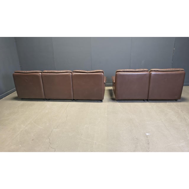 DS66 Sofa in Chocolate Leather from de Sede, 1970s, Set of 5 For Sale - Image 9 of 9