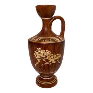 Greek Wood Lekythos by Contemporary 20th C. Greek Ceramist Amphora v. Pertacopoulos.