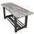 This rustic wood console table features a beautifully weathered patina with traces of original red and white paint, adding...