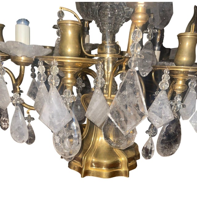 Pair of 19th Century Italian Bronze & Rock Crystal Girandoles For Sale - Image 4 of 8