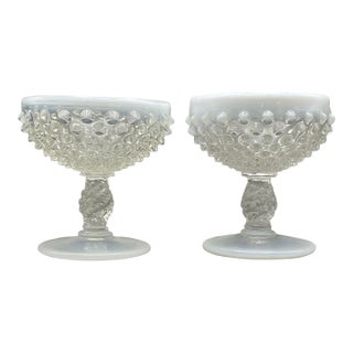 1940s Fenton Hobnail Champagne Glasses- A Pair For Sale
