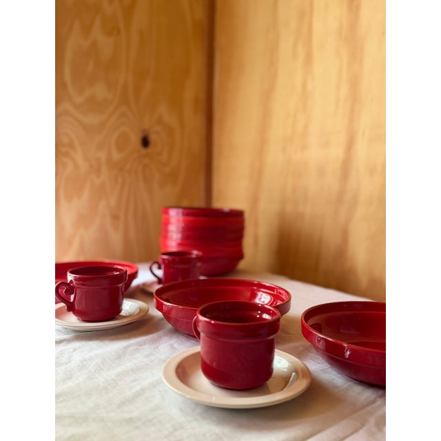 Ceramic Mid-Century Modern Dutch Crimson Red Stoneware Dinner Service by Potterie De Driehoek Huizen, 1960, Set of 26 For Sale - Image 7 of 10