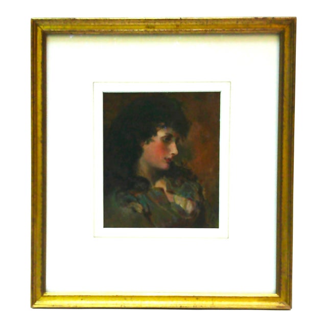 "Portrait of a Lovely Young Woman, 1902" Original Oil Painting For Sale