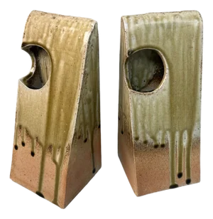 Japanese Organic Ceramic Ikebana Vases, 1970s, Set of 2
