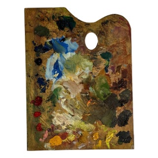 Vintage Artist's Large Rectangular Painting Palette With Remnant Oil Paint For Sale