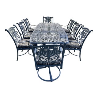 Hanamint Patio Table & 8 Chairs with Umbrella Stand For Sale