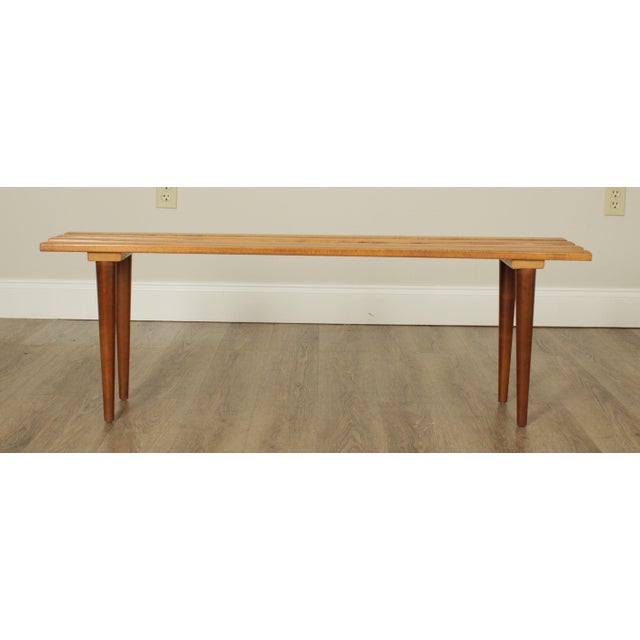 Mid Century Modern 48" Slat Bench Coffee Table | Chairish