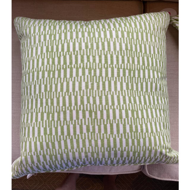 Contemporary Thibaut Custom Pillow Cover in "Solis" From the Tropics Collection in Emerald Green For Sale - Image 3 of 4