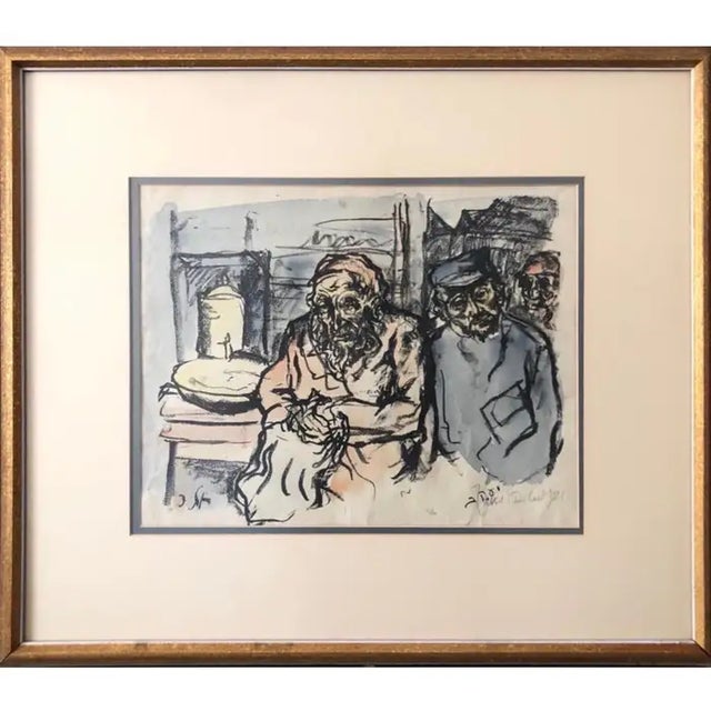 Expressionism Jacob Steinhardt, Judaica German Expressionist Watercolor Painting Lithograph Israeli Bezalel Art For Sale - Image 3 of 7