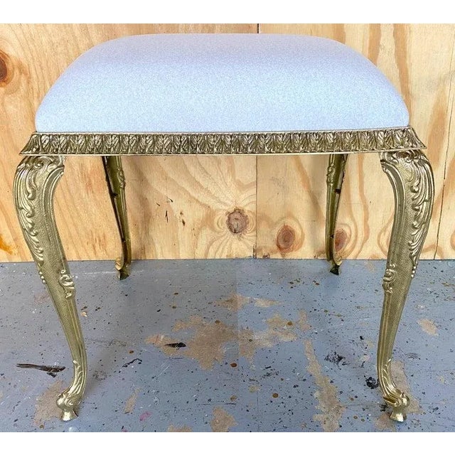 Pair of French Neoclassical Bronze Benches /Ottomans Kravet Cashmere Upholstery France, 1950s A stunning pair of French...