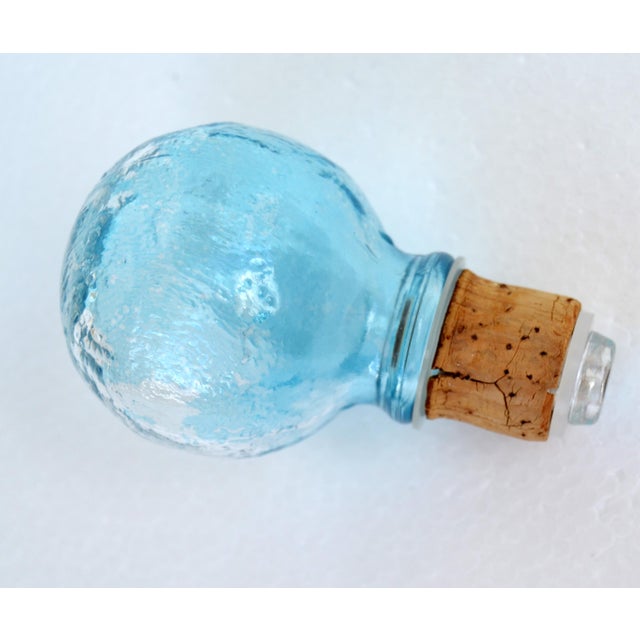 Mid-20th Century American Blown Glass Flasks Decanter Bottles Friendship Horn of Plenty Blue Amber - Set of 3 For Sale - Image 15 of 18