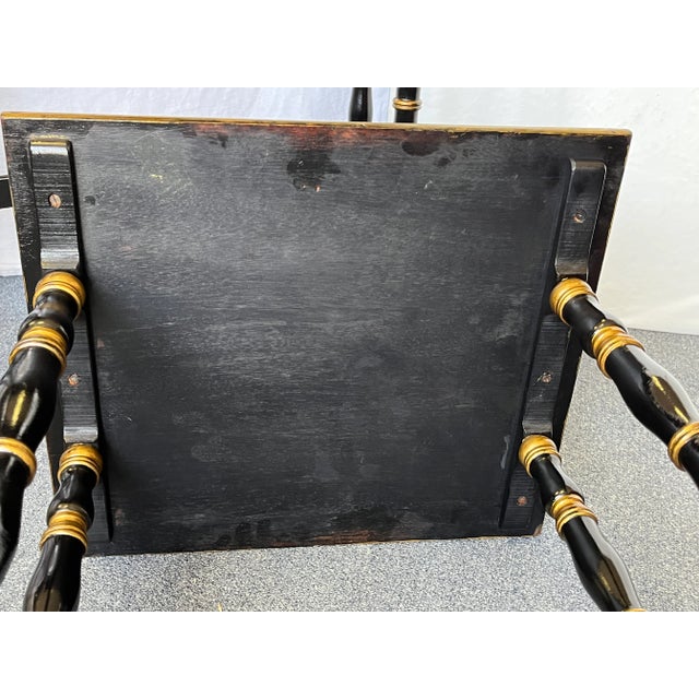 Vintage Hollywood Regency Nesting Tables in Ebony Finish With Gold Painted Accents- Set of 4 For Sale - Image 10 of 13