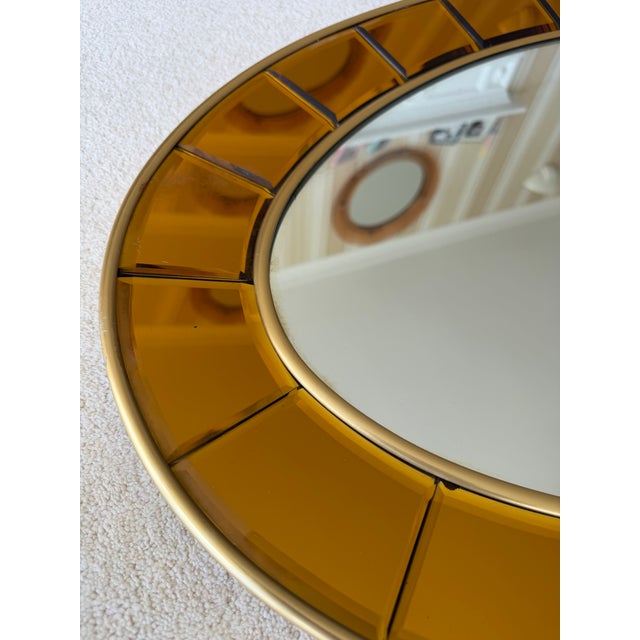 1950s Mid 20th Century Oval Gold Hand-Cut Beveled Glass Mirror Model 2727 by Cristal Art For Sale - Image 5 of 17