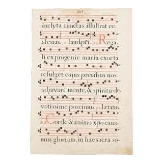 17th Century Latin Antiphonal Music Manuscript, Double Sided Pages 185 & 186 For Sale