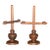 Vintage Mid-Century Modern Scandinavian Adjustable Wooden Candle Holders Brass Inserts- A Pair For Sale