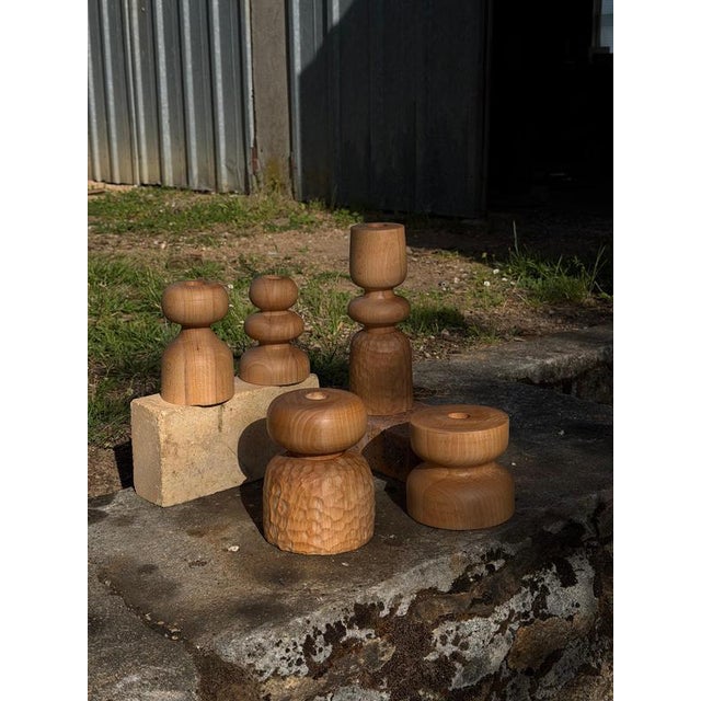 Contemporary Beech Candlestick 6 by Romain Des Bois For Sale - Image 3 of 9