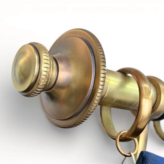 Ralph Lauren Tartan Plaid Wool Blend Two-Width Curtain Panels With Aged Brass Pole - A Pair For Sale - Image 4 of 7