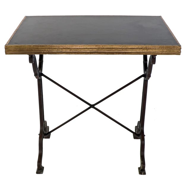 2020s Matthew Izzo Home Avignon Hand Hammered Iron Bistro Table With Cast Iron Base - 32"w For Sale - Image 5 of 5