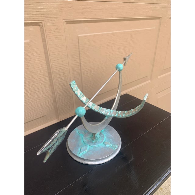 French Country Vintage Neoclassical French Country Metal Garden Armillary Sundial For Sale - Image 3 of 11