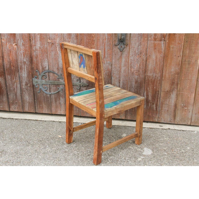 Wood Reclaimed Teak Painted Chair For Sale - Image 7 of 8