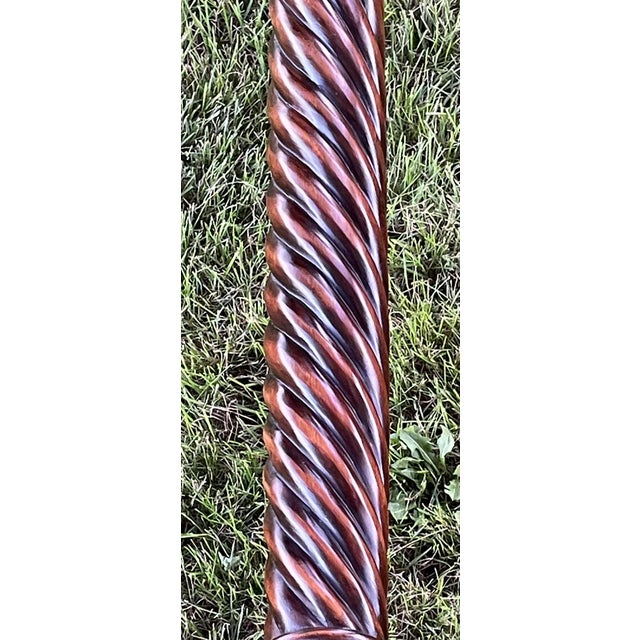 Mid Century Barley-Twist Torchère Mahogany Pedestal Stand For Sale - Image 11 of 17