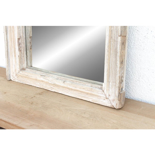 Contemporary Robust Framed Architechural Salvage Teak Mirror For Sale - Image 3 of 7
