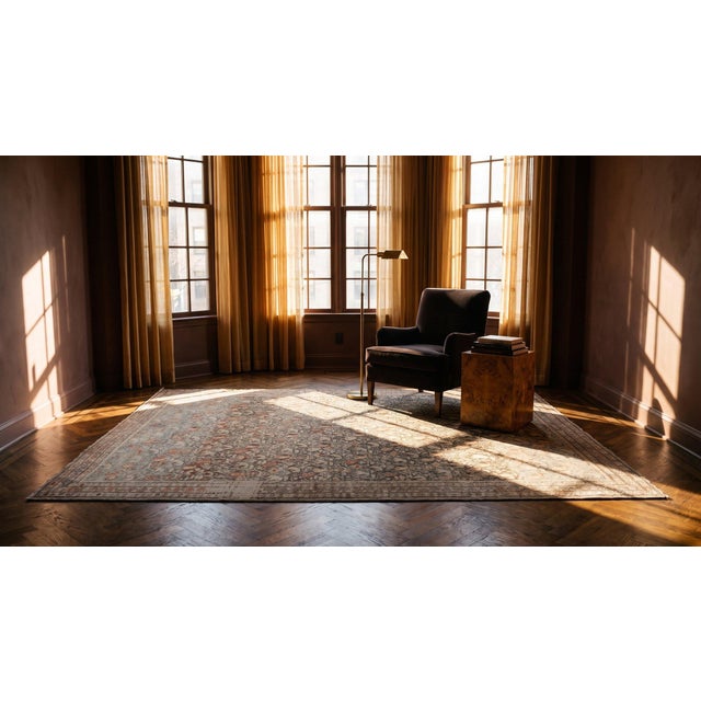 1920s Gray Charcoal Geometric Antique Persian Malayer Rug 4' X 6'4" Knotted Wool Carpet For Sale - Image 9 of 9