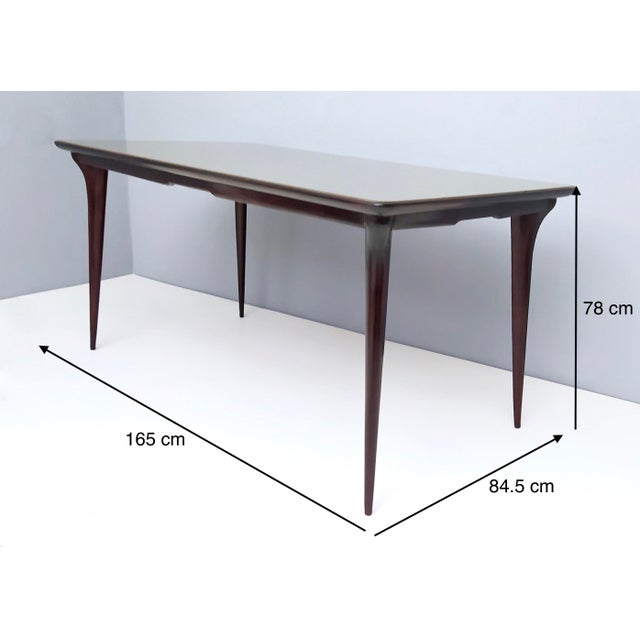 Vintage Ebonized Beech Dining Table with Taupe Glass Top, Italy, 1950s For Sale - Image 14 of 15